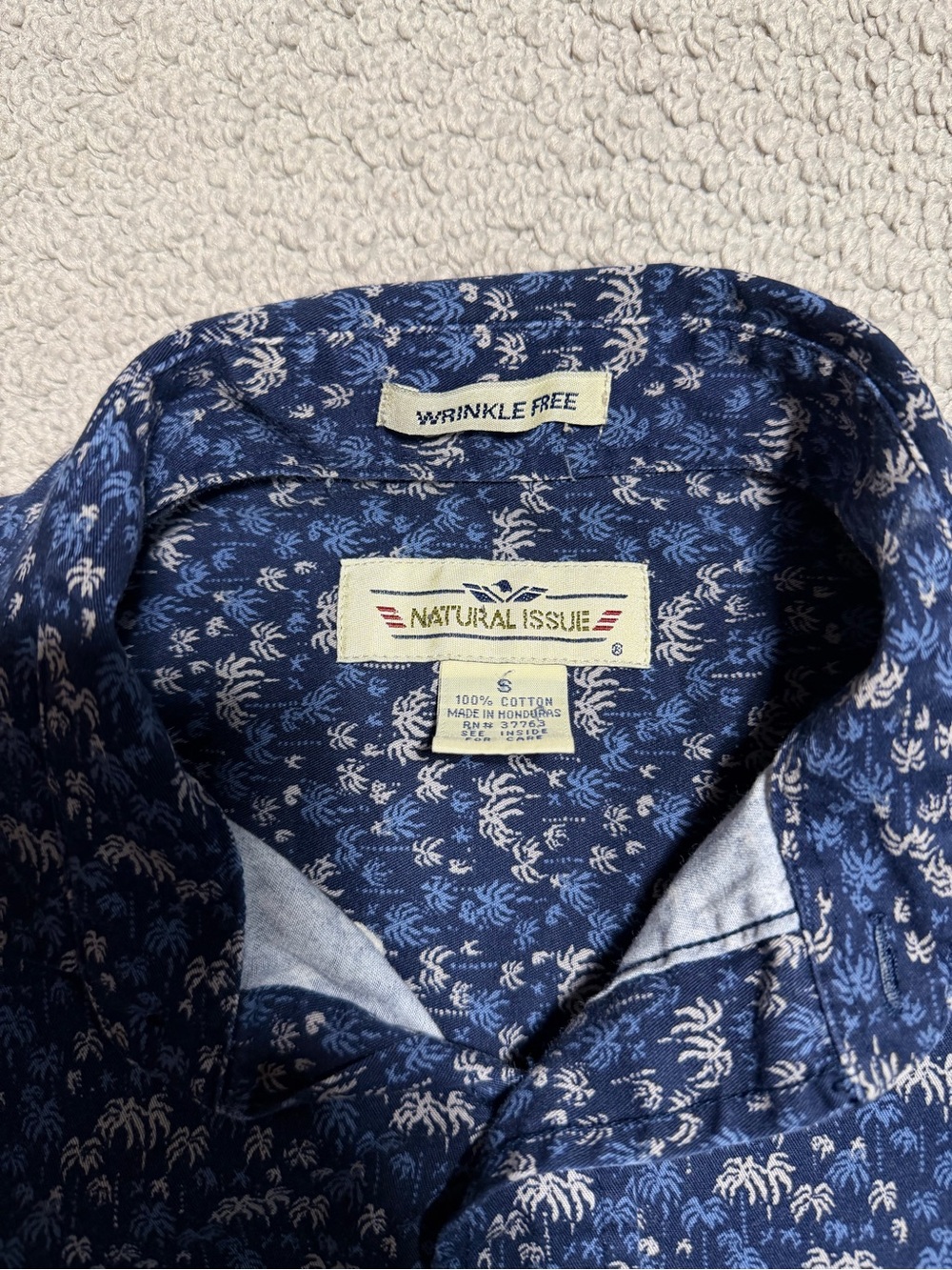 Natural Issue Palm Tree Print Short Sleeve Button-Down Shirt Small 🌴☀️